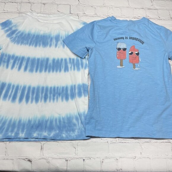 MinyMo Summer Vibes / Impopsicle Organic Tee Bundle Size 10 White Blue - Picture 9 of 9